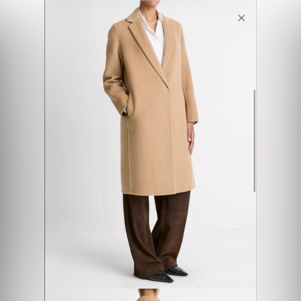 Vince Womens Camel Wool-Blend Single-Breasted Coat